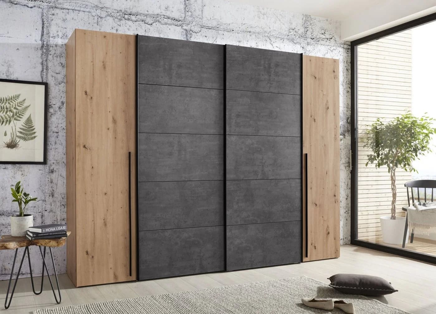 FORTE Kleiderschrank Narago Eiche Grau Modern