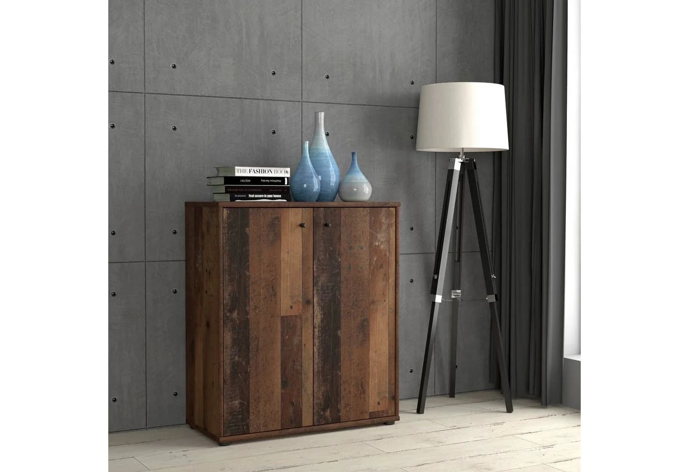 FORTE Kommode Tempra 2 Türen Braun Old Wood Vintage