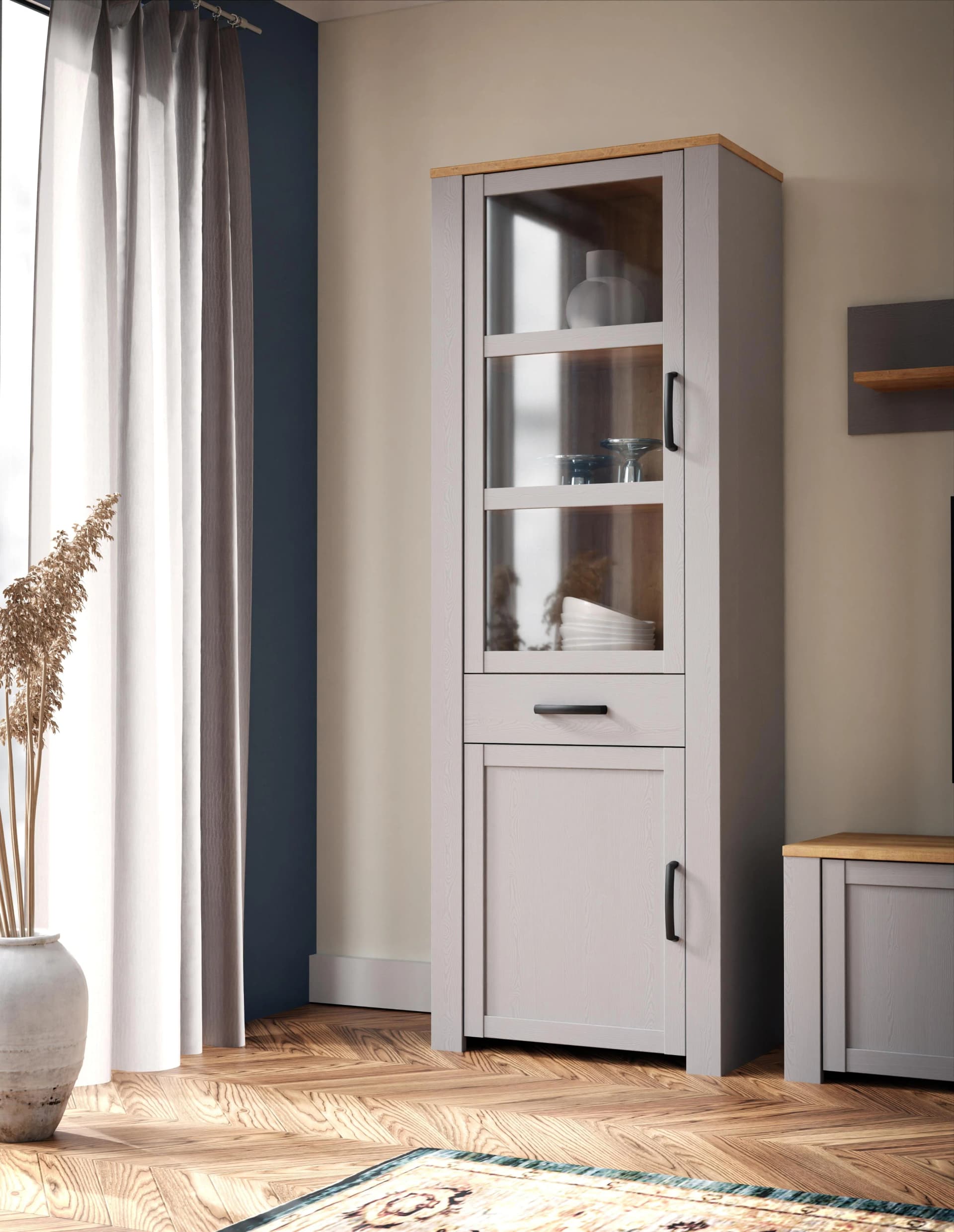 FORTE Highboard Bohol Eichefarben/Grau
