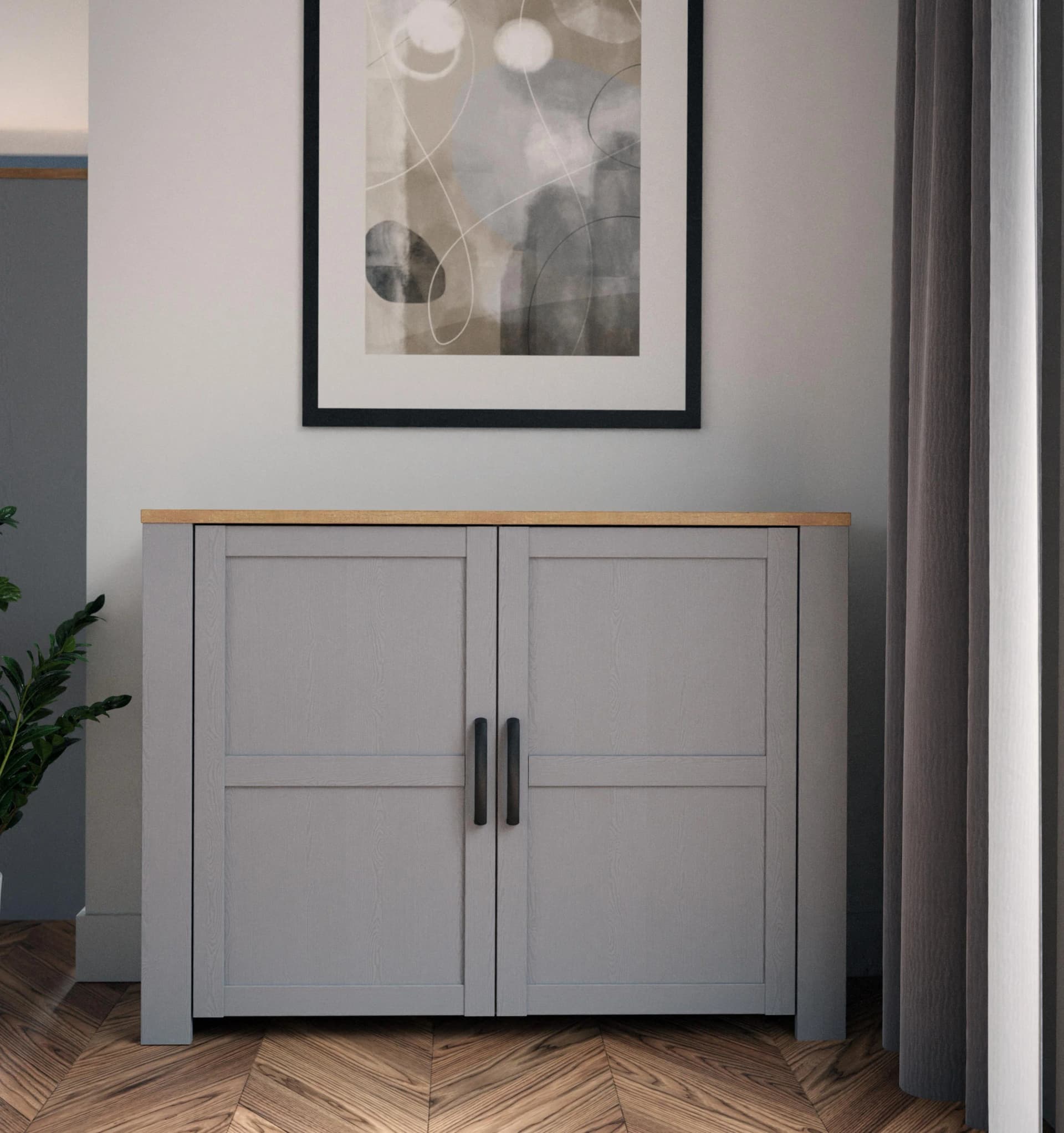 Sideboard FORTE Bohol Grau Eiche Riviera Holzwerkstoff