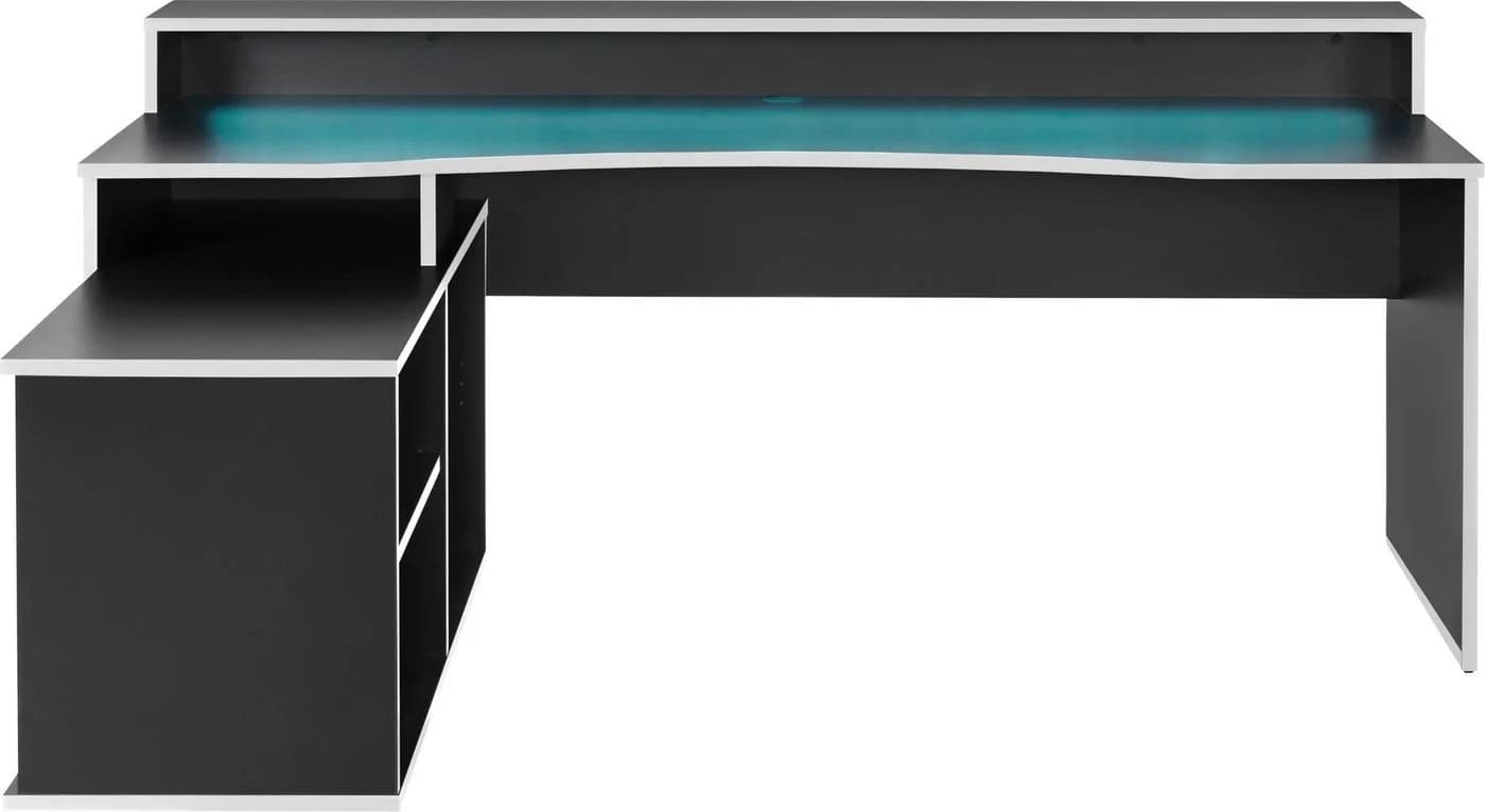 FORTE Gamingtisch Tezaur Schwarz mit RGB-Beleuchtung
