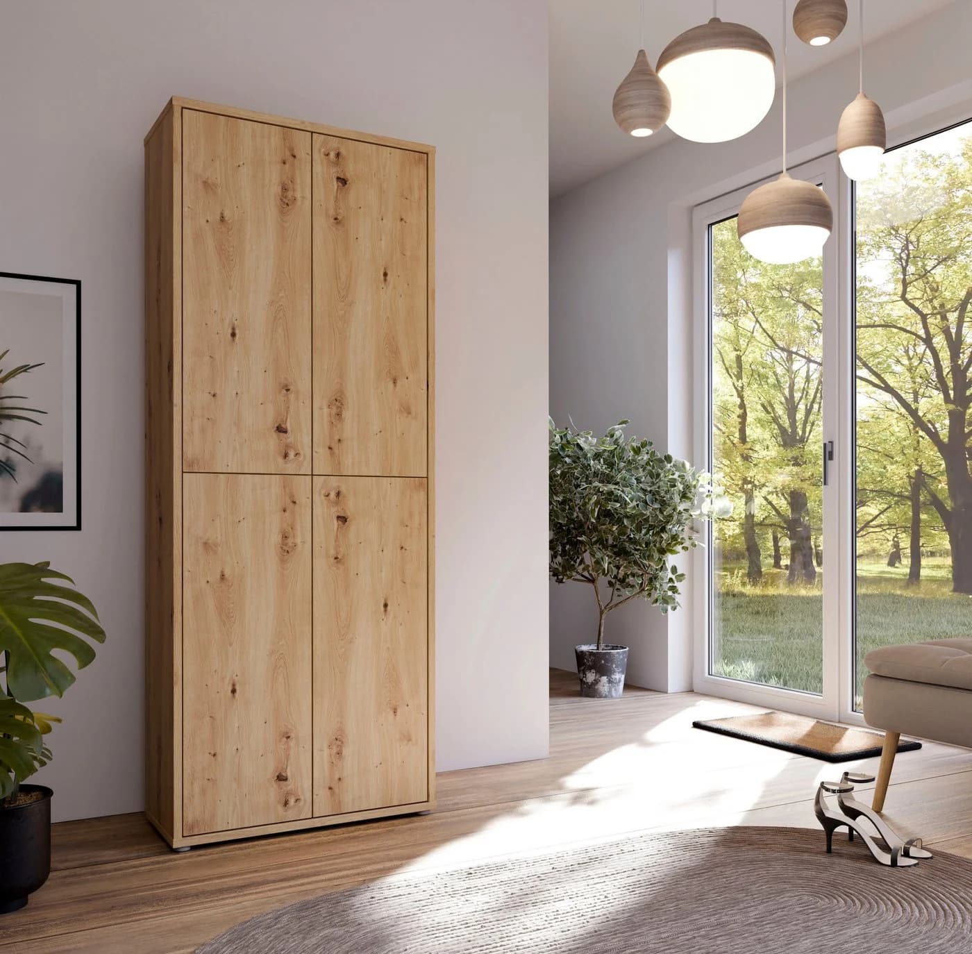 FORTE Schuhschrank Alice Springs 4 Türen Braun Holzwerkstoff