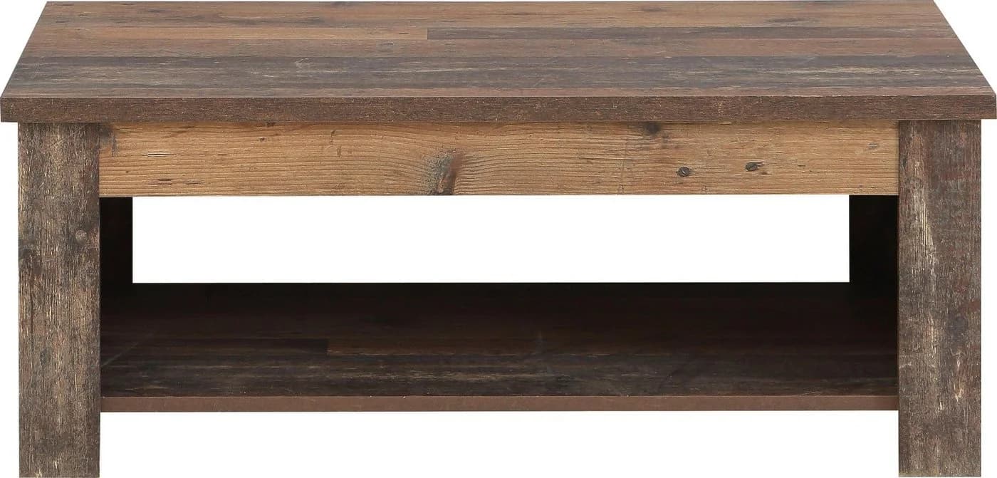 FORTE Clif Couchtisch Beige Vintage Höhenverstellbar mit Ablage