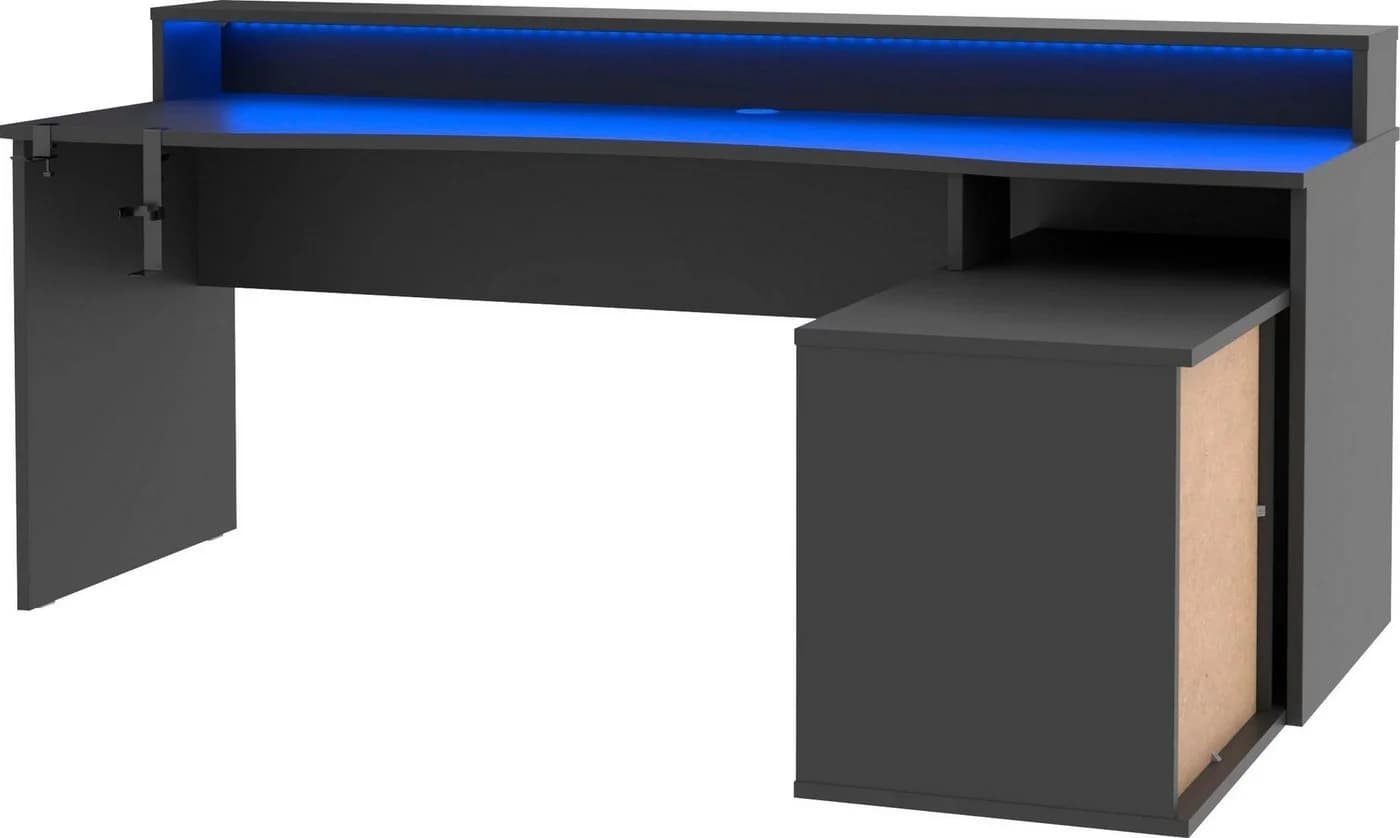 FORTE Gamingtisch Tezaur Schwarz mit RGB-Beleuchtung