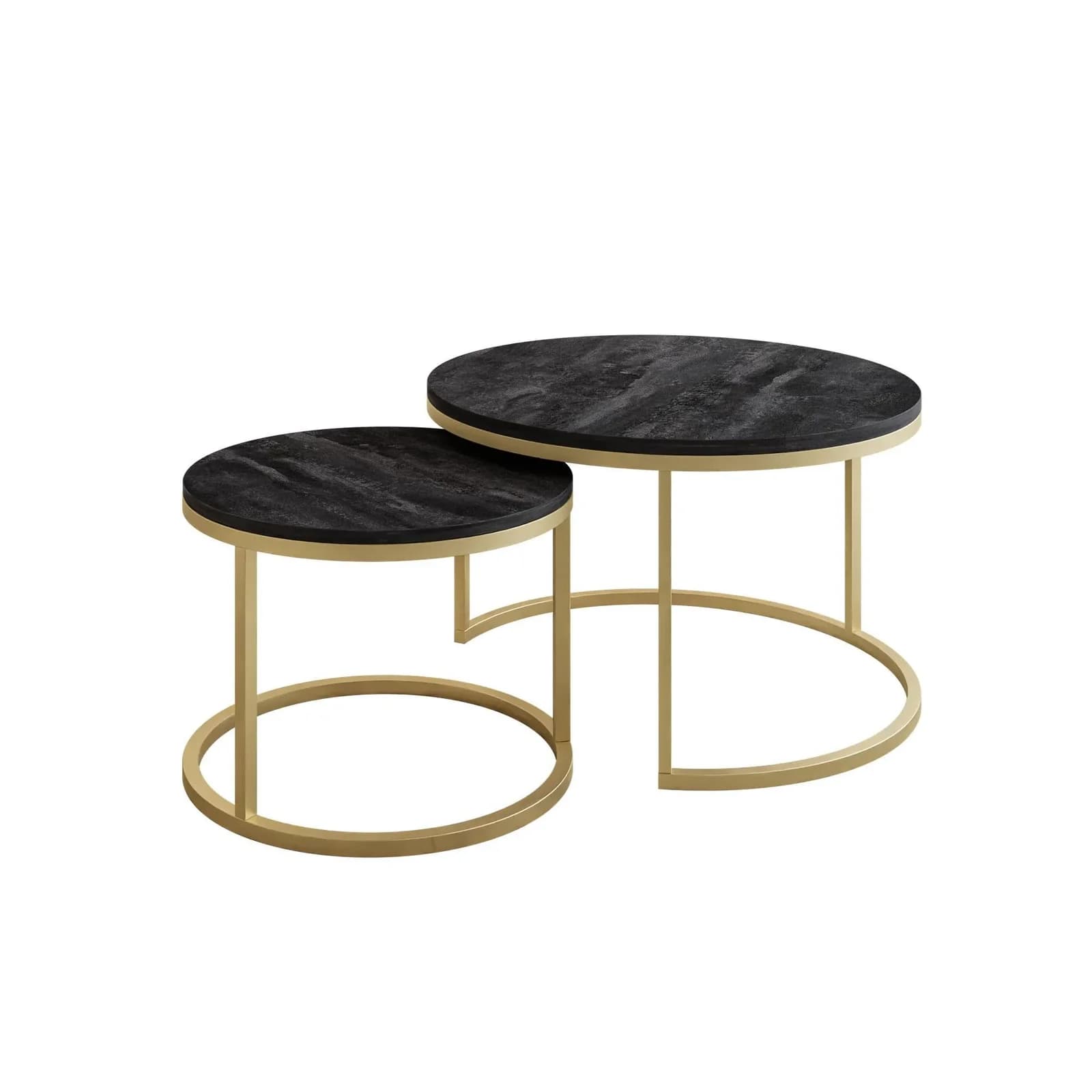 CIRI 2-in-1 Couchtisch Dunkler Beton & Gold
