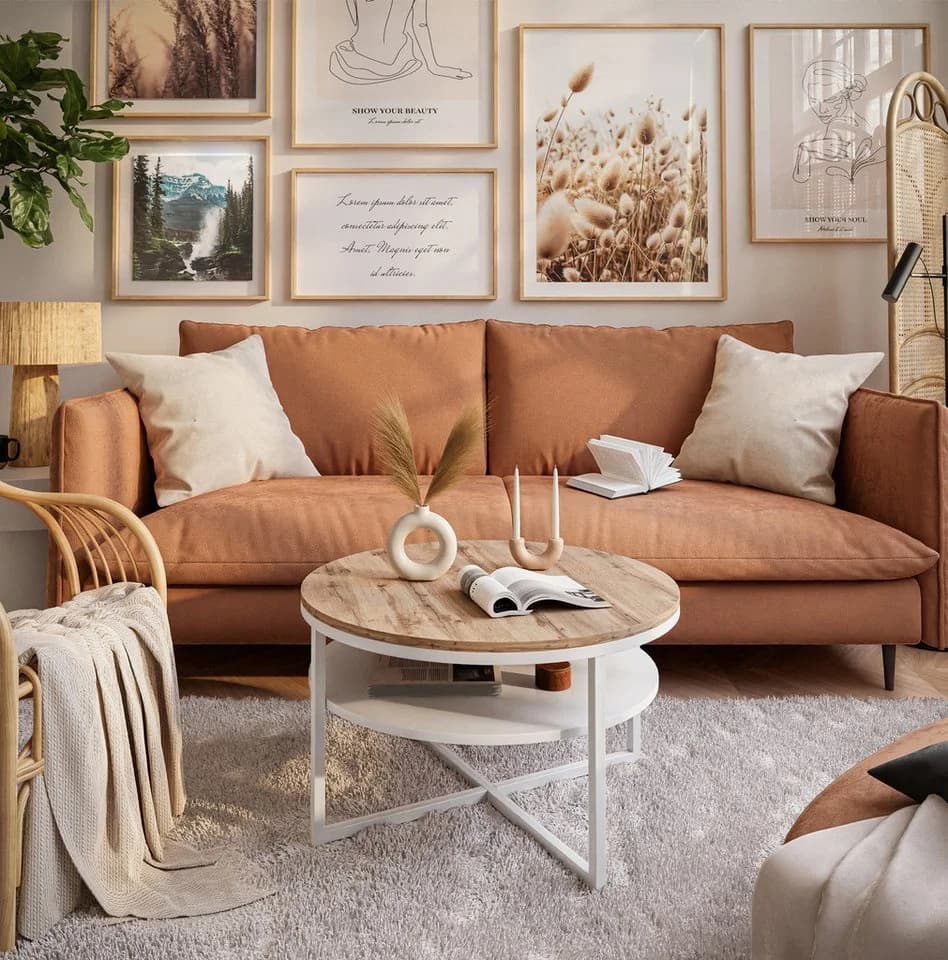 Lookway Couchtisch CIRI-X LOFT mit Ablage - Moderner Rundtisch