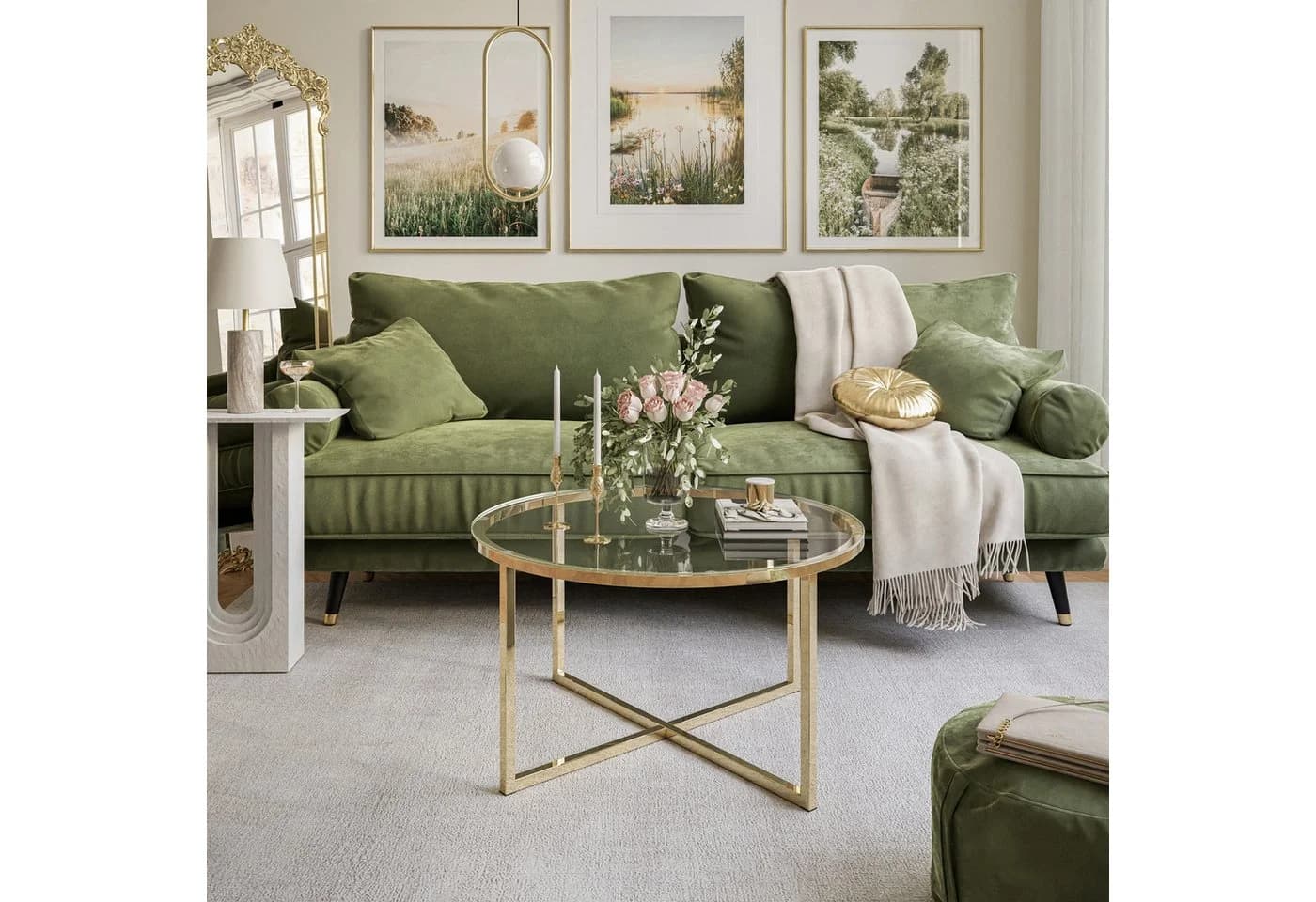 Lookway CIRI-X Couchtisch Rund Glas Gold