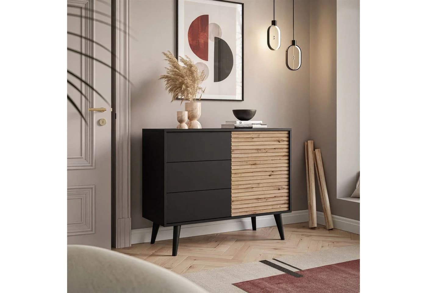Lookway Kommode CONE KSZ104 mit Schubladen Eiche Artisan