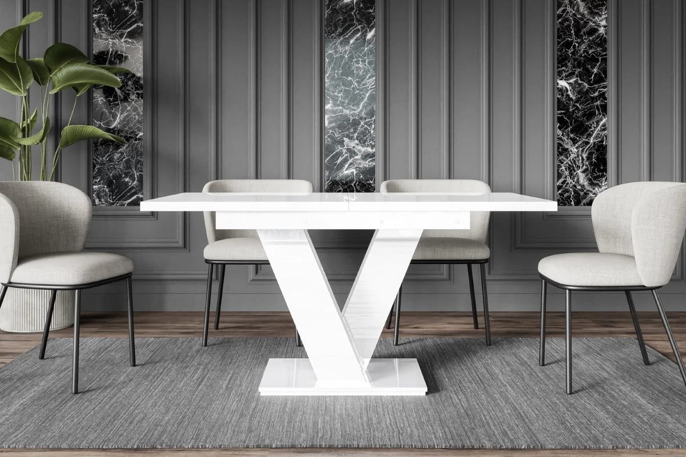 ALTDECOR Esstisch ASIV Ausziehbar Weiß Modern