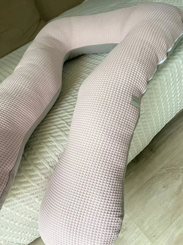 Loolay Stillkissen Schwangerschaftskissen Seitenschläferkissen 330cm Waffelpique Baumwolle Rosa/Grau