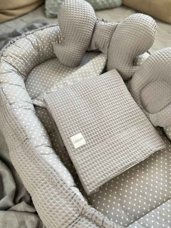 Loolay Bettnestchen WAFFELPIQUE Baumwolle Baby-Nestchen mit Matratze & Decke