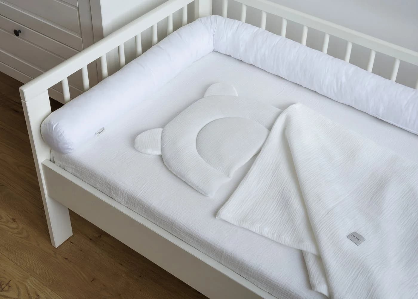 Loolay Nestchenschlange 100% Baumwolle Weiß Multifunktion Premium