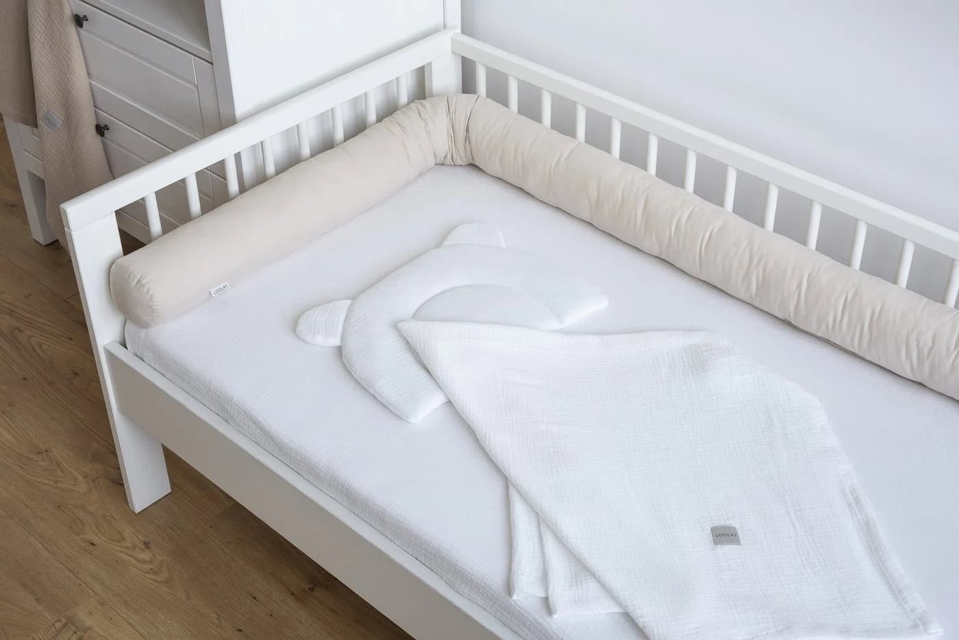 Loolay Nestchenschlange 100% Baumwolle Beige Multifunktion Premium