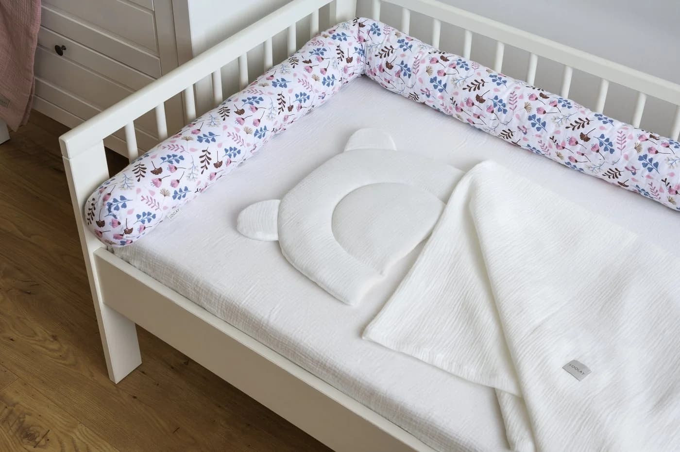 Loolay Nestchenschlange Rosa Blumen BIO-Baumwolle Multifunktion Premium