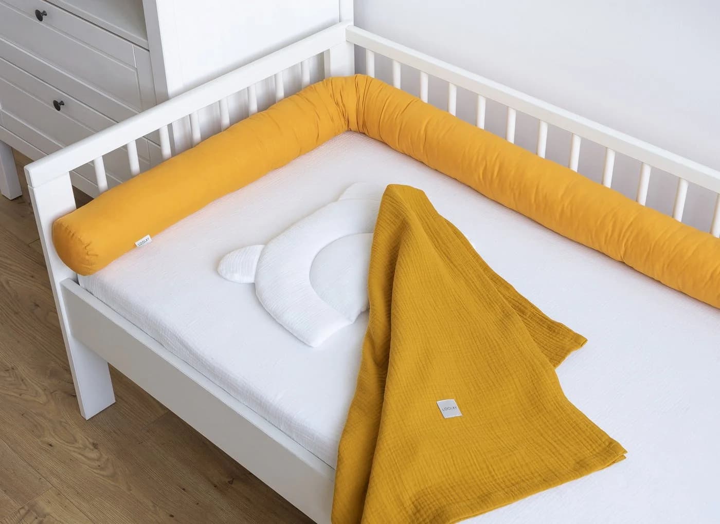 Loolay Nestchenschlange 100% Baumwolle Gelb Multifunktion Premium