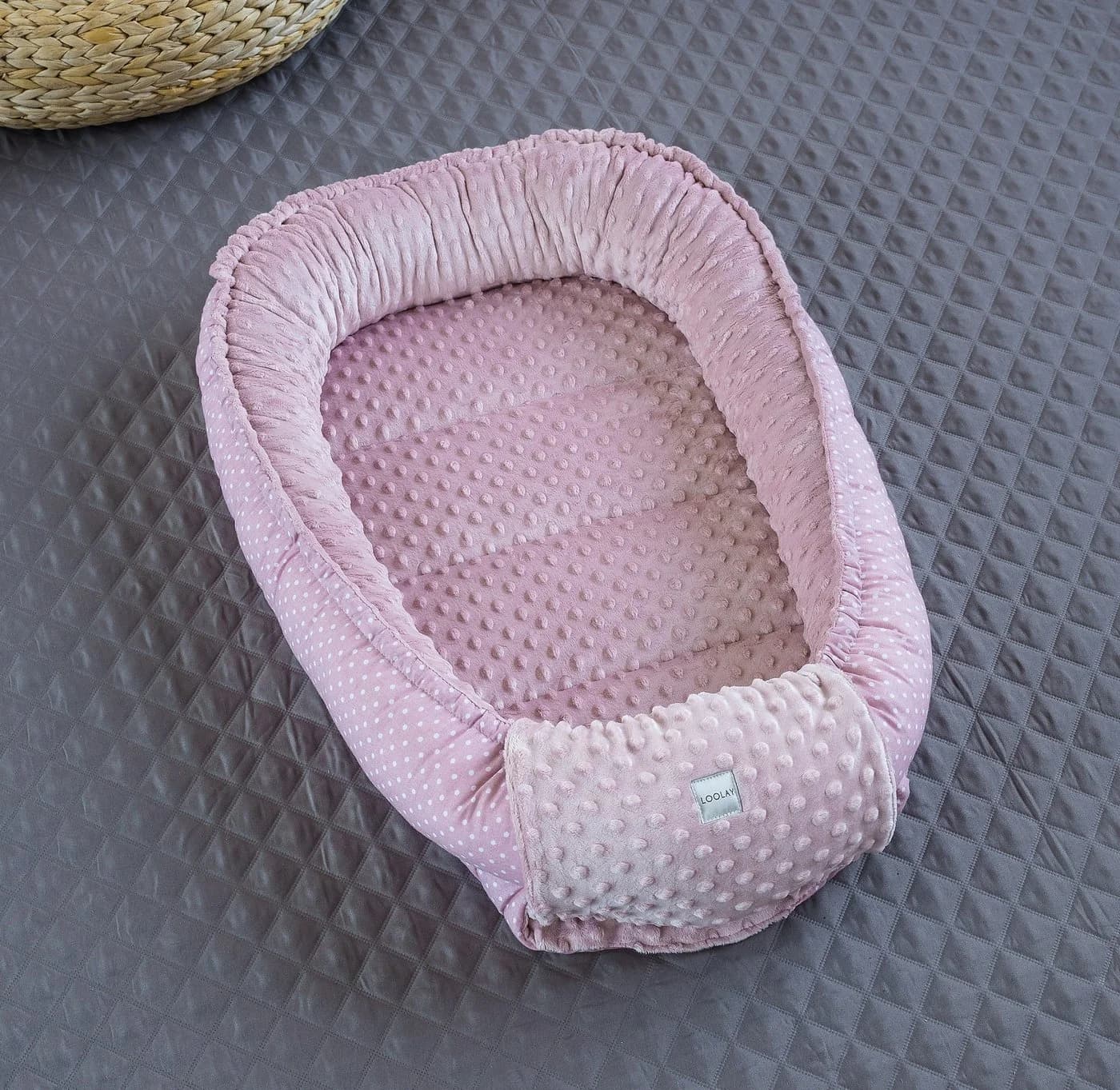 Loolay Bettnestchen Rosa Minky Fleece Bio-Baumwolle Babynest