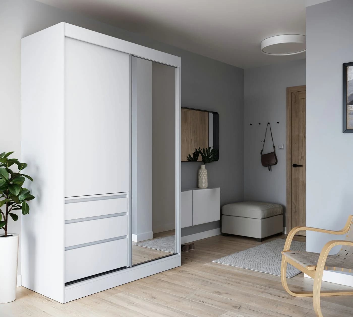 MOEBLO Schiebetürenschrank Havero Modern mit Spiegel