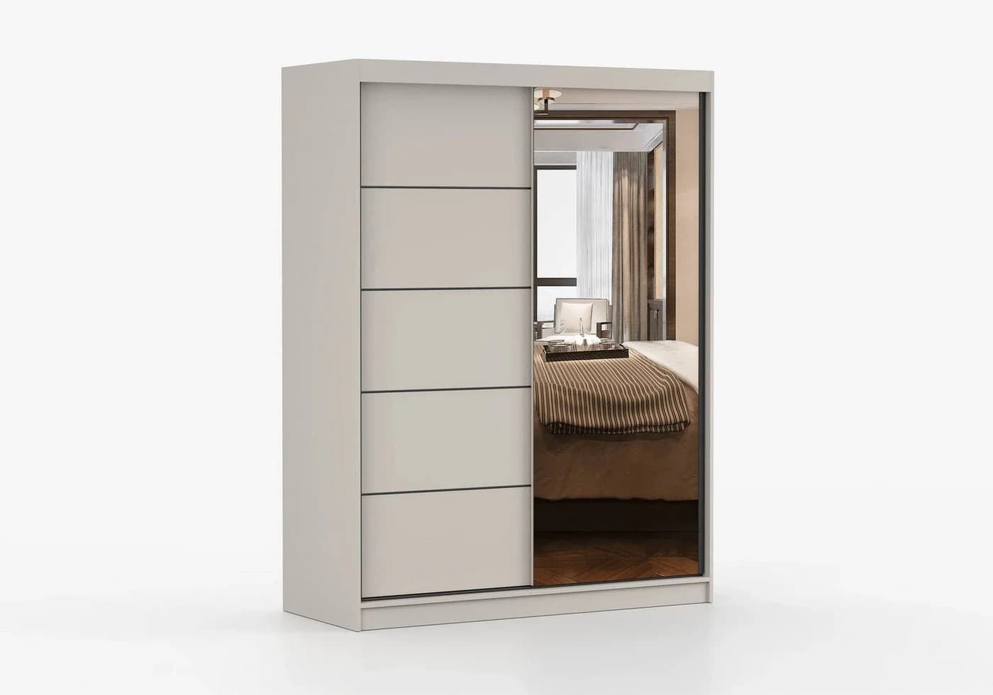 MOEBLO Kleiderschrank LARA 05 Kaschmir mit Spiegel