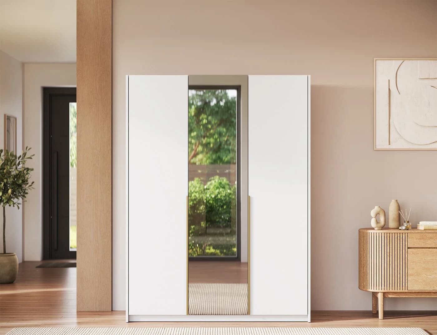 MOEBLO Drehtürenschrank Lunaro III mit Spiegel und 8 Böden