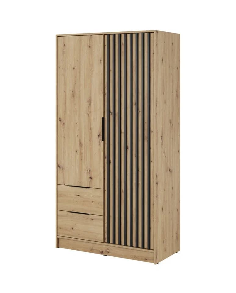 MOEBLO Kleiderschrank JOHN Industrie-Schrank mit 2 Schubladen