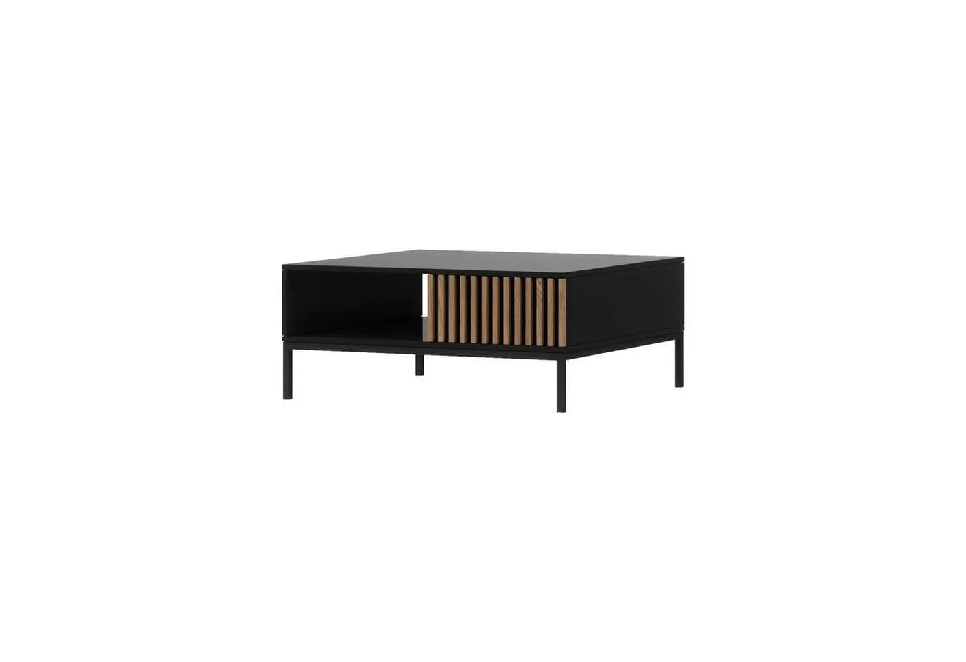 MOEBLO Couchtisch Meteor Schwarz mit Schublade und Regal