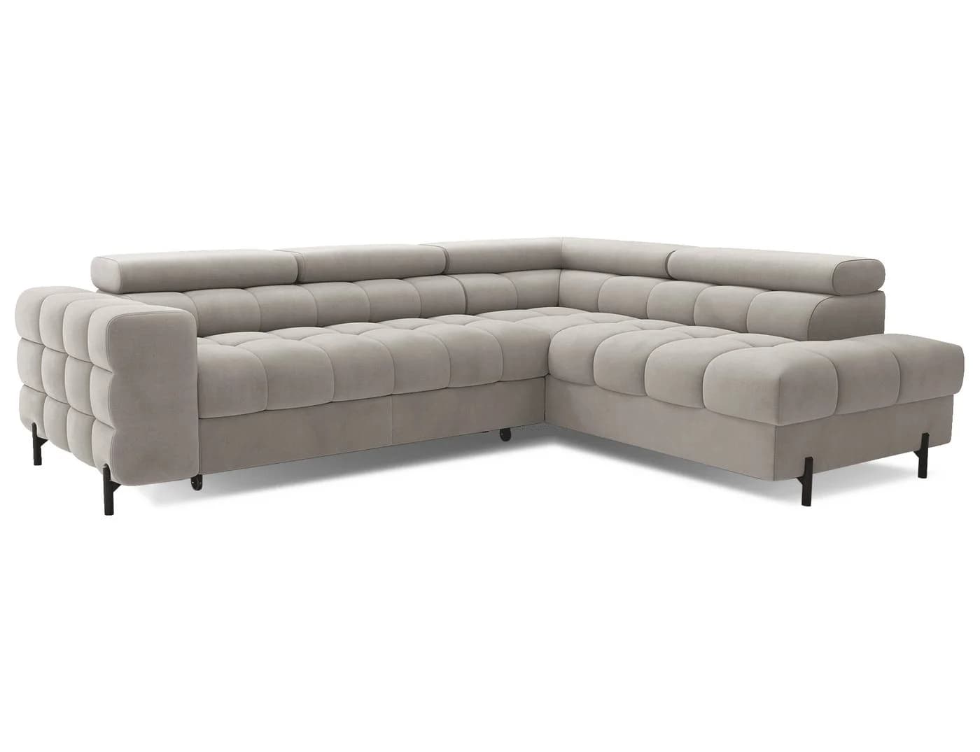 MOEBLO Ecksofa Ferrucio Beige mit Schlaffunktion und Bettkasten
