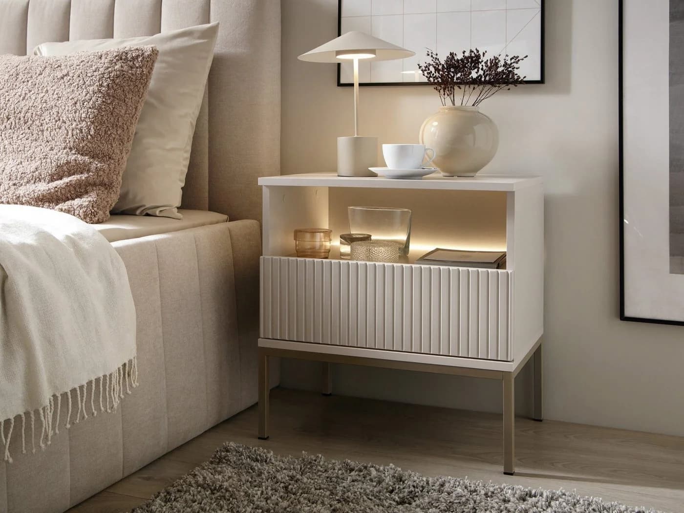 MOEBLO Nachttisch Sentino S54 LED 2er Set mit LED-Beleuchtung