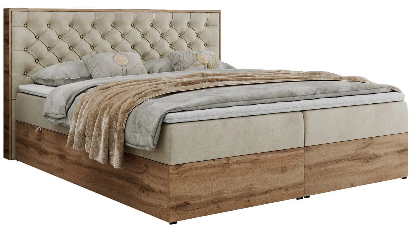 MKS MÖBEL Boxspringbett ALBERO 3 mit Stauraum und Matratzen