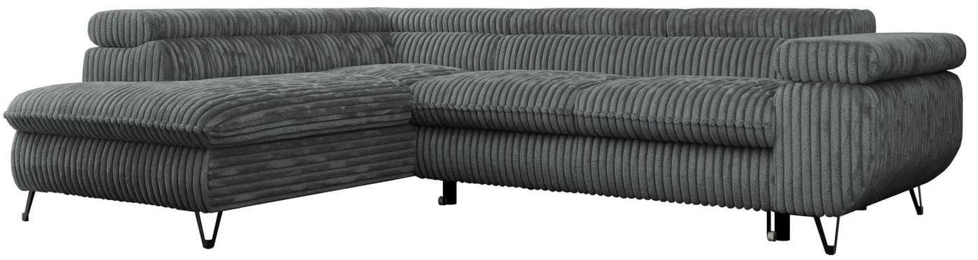 MKS MÖBEL Ecksofa PETER L Grau L-Form Bettfunktion HR35-Schaum