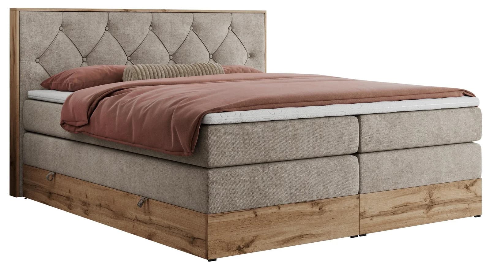 BOXSPRINGBETT VENETO KING 200x200 Beige Struktur