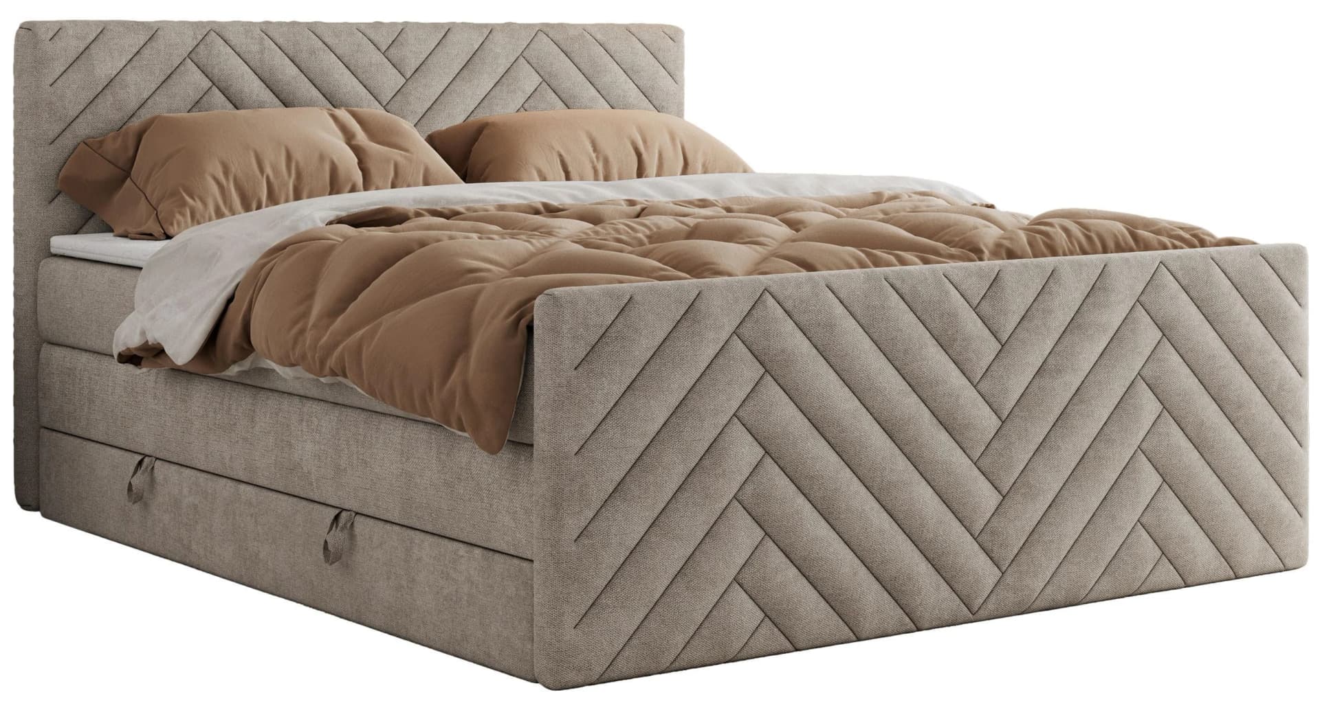 BOXSPRINGBETT PARIS KING DUO 200/200 Beige Struktur H3