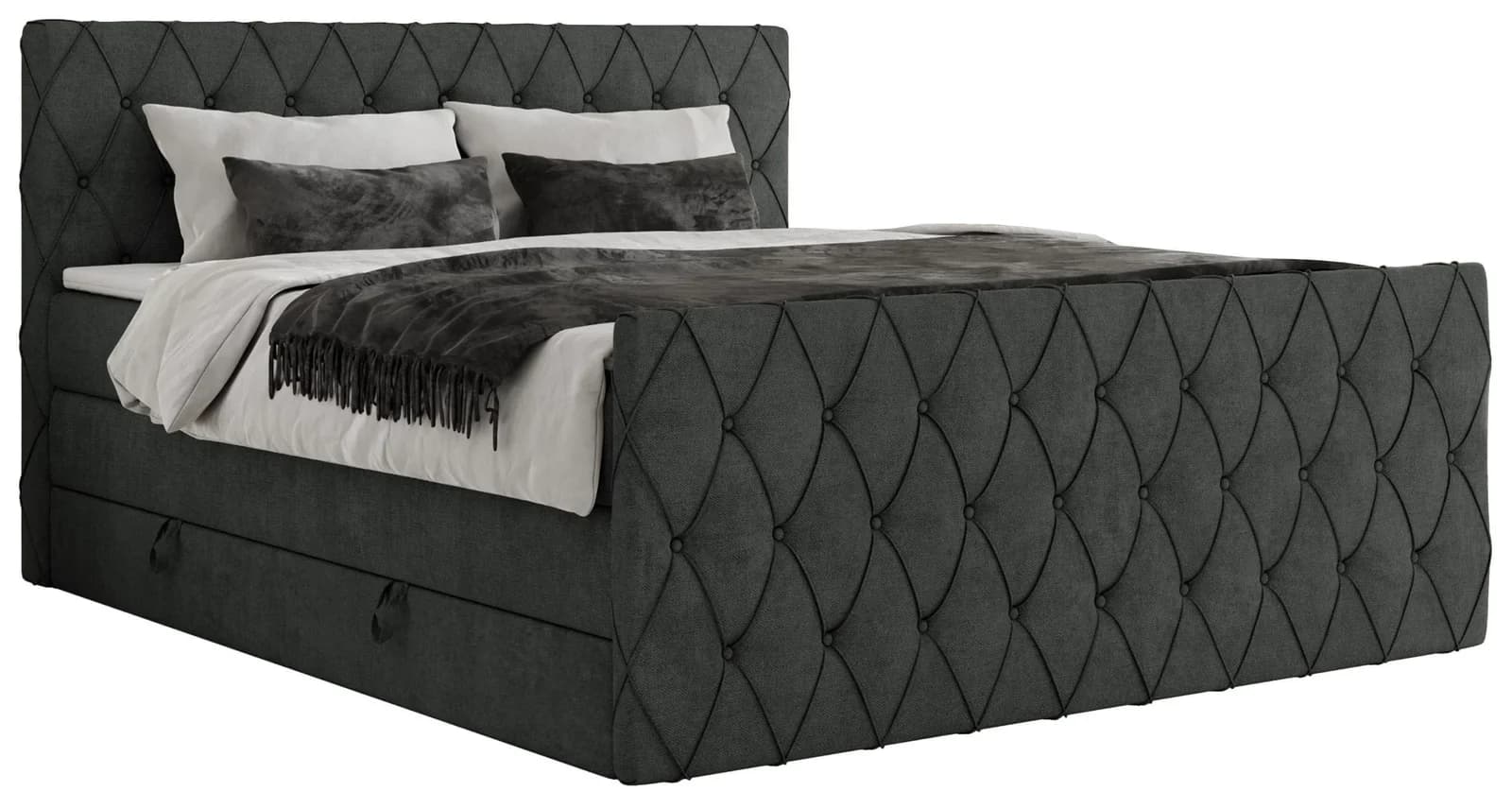 BOXSPRINGBETT MIREN KING DUO 160x200 Dunkelgrau Struktur H3