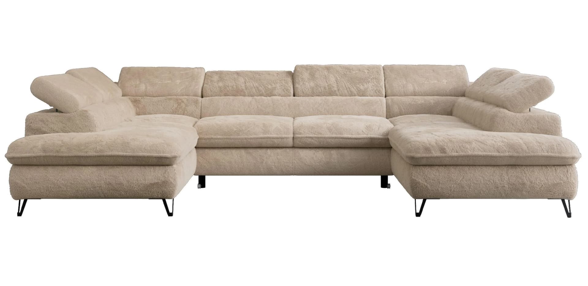 MKS MÖBEL Ecksofa PETER U Beige U-Form mit Schlaffunktion