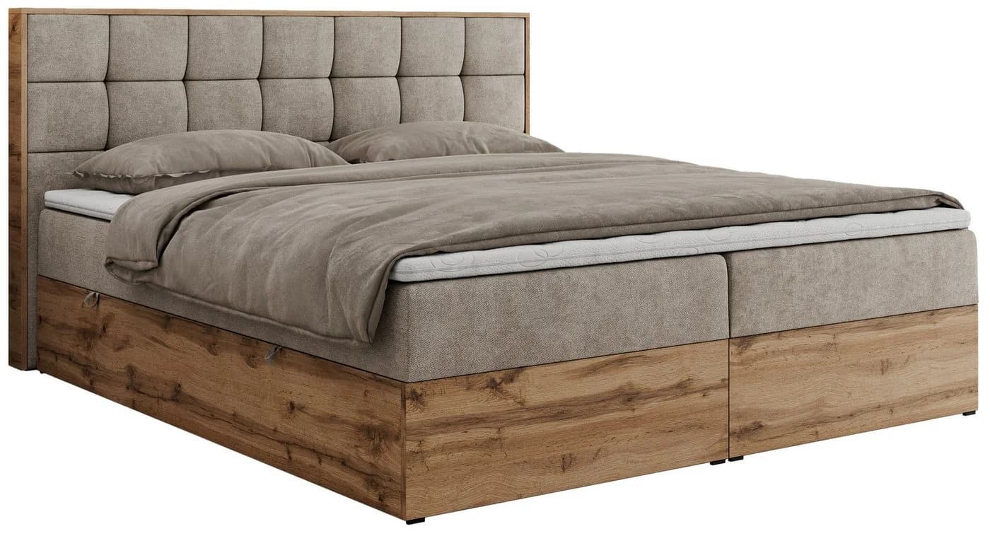MKS MÖBEL Boxspringbett ALBERO 1 mit Stauraum und Matratze