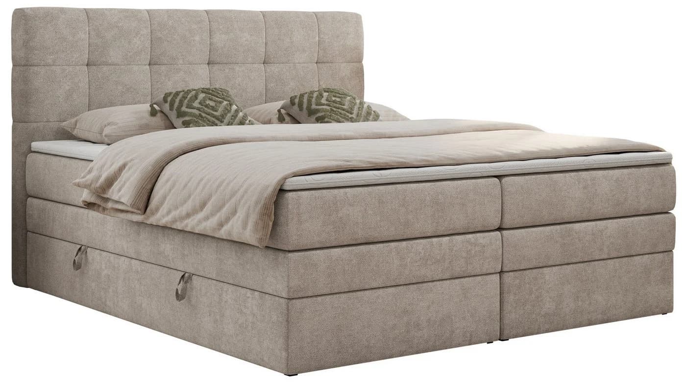 MKS MÖBEL Boxspringbett LUKA KING mit Bettkasten & Topper
