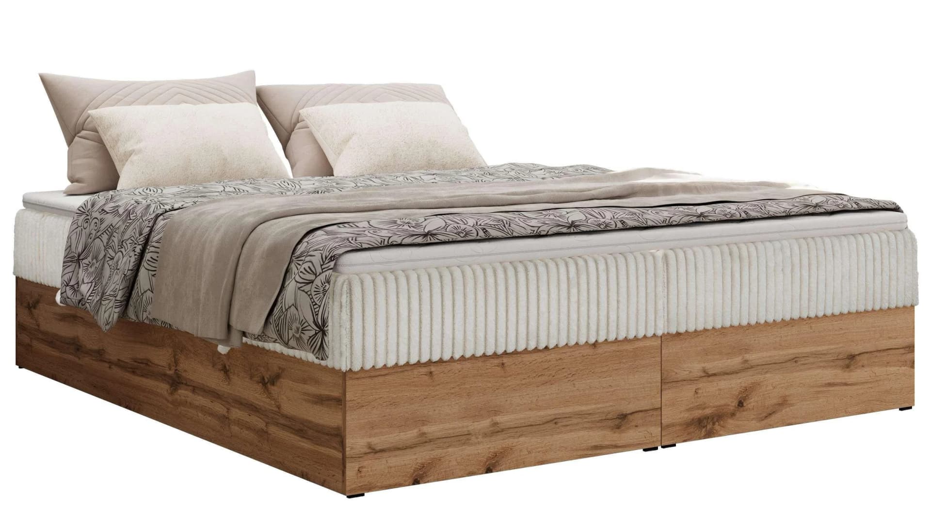 BOXBETT WOOD ZERO 140/200 Beige Cord H3 Topper T25
