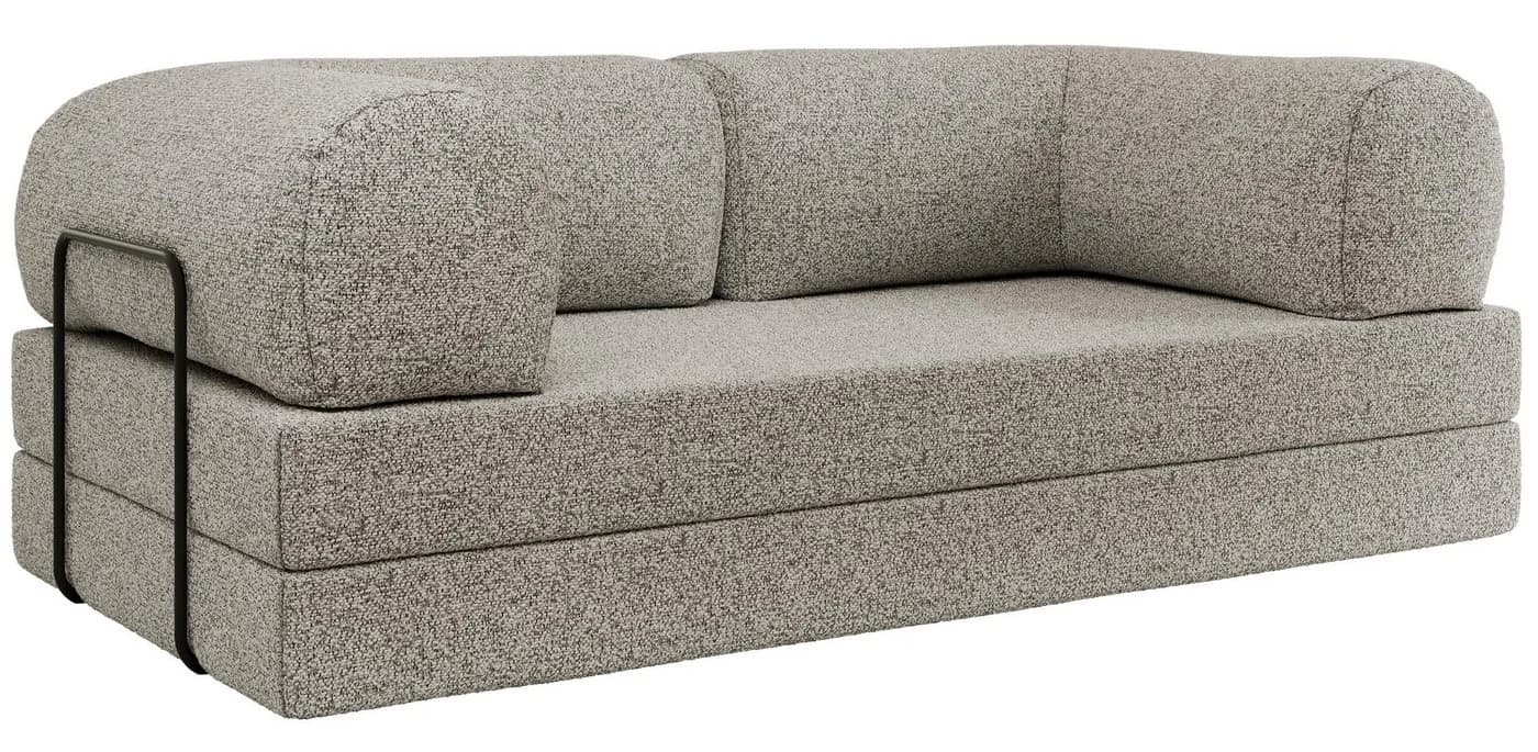 MKS MÖBEL Sofa ORSETTO Schlafsofa grau mit Metallrahmen
