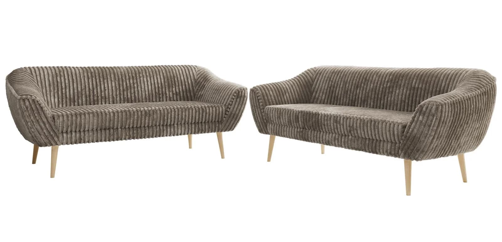 SITZGARNITUR PIRS 3+3 Hellbraun Cord mit Holzbeinen