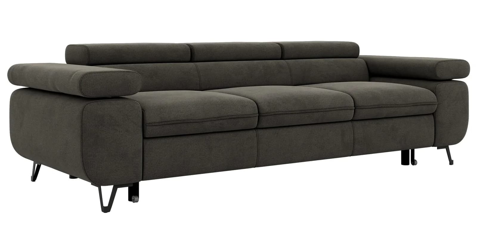 3-Sitzer Sofa Peter mit Schlaffunktion Dunkelgrau Velvet
