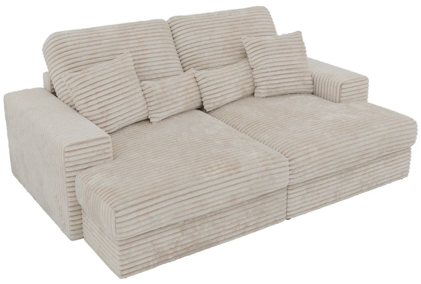 MKS MÖBEL Big-Sofa ANERA 3-Sitzer Beige Cord Große Sitztiefe
