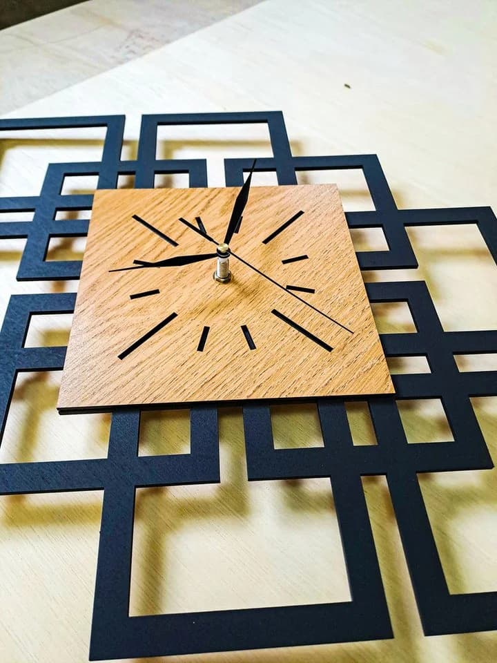 ORNAMENTI Wanduhr Groß, modern Wanduhr, Holz, Eichenfurnier, loft, minimalistisch