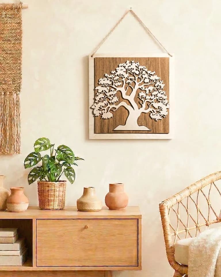 ORNAMENTI Rustikale 3D Wanddeko aus Holz mit Naturmotiven