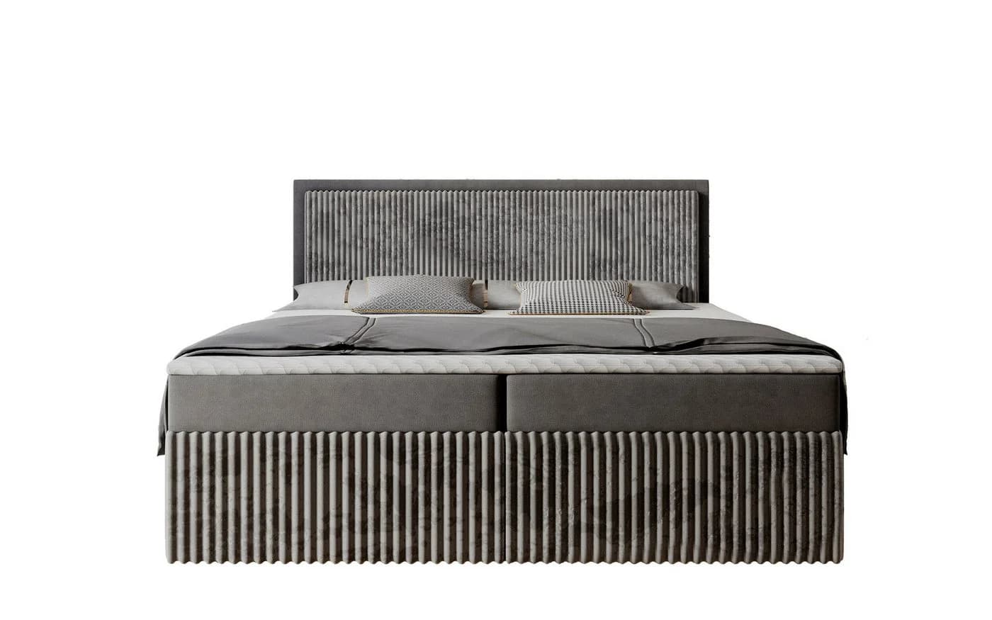 Labett Boxspringbett CLEO Grau mit Bettkästen und Topper