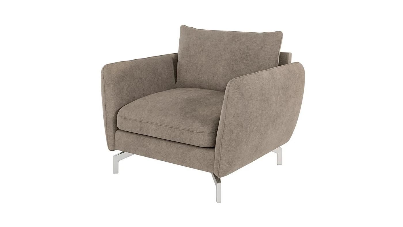 S-Style Möbel Sessel Benita Dunkelbeige Mikrofaser Metallfüße