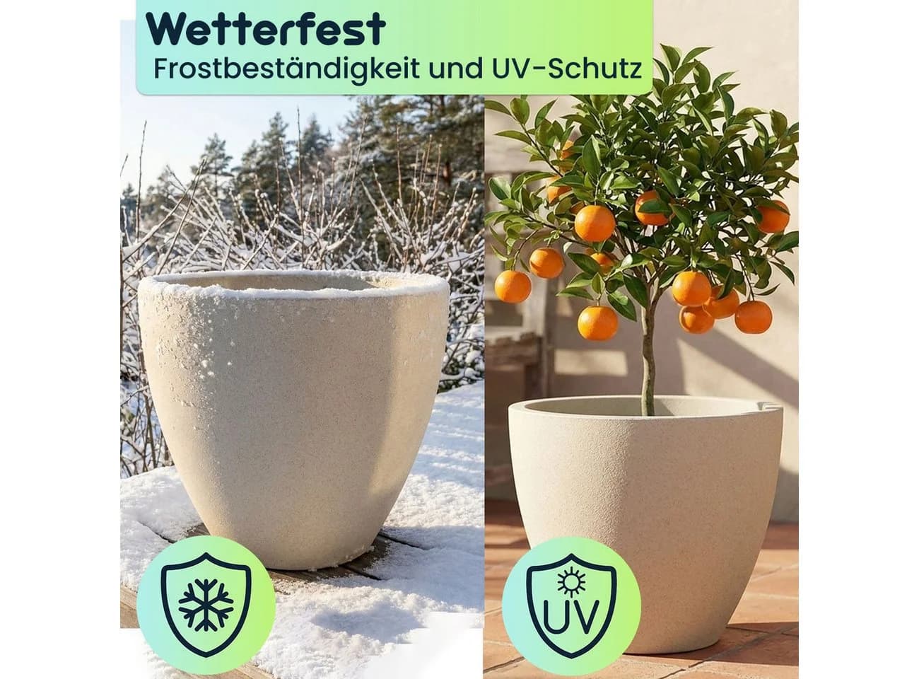 Prosperplast Pflanzkübel rund Ø58cm Sand Kunststoff UV-Schutz