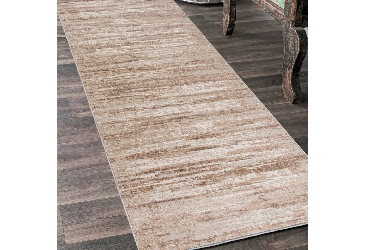 Mazovia Läufer Modern Vintage Abstrakt Beige Braun Kurzflor