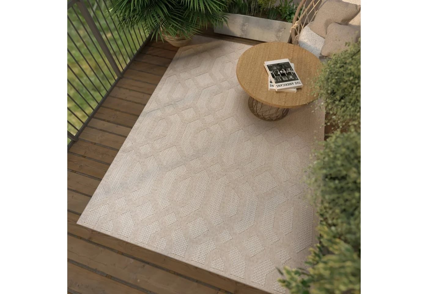 Mazovia Designteppich In- & Outdoor Teppich Wetterfest & UV-beständig Beige Cream