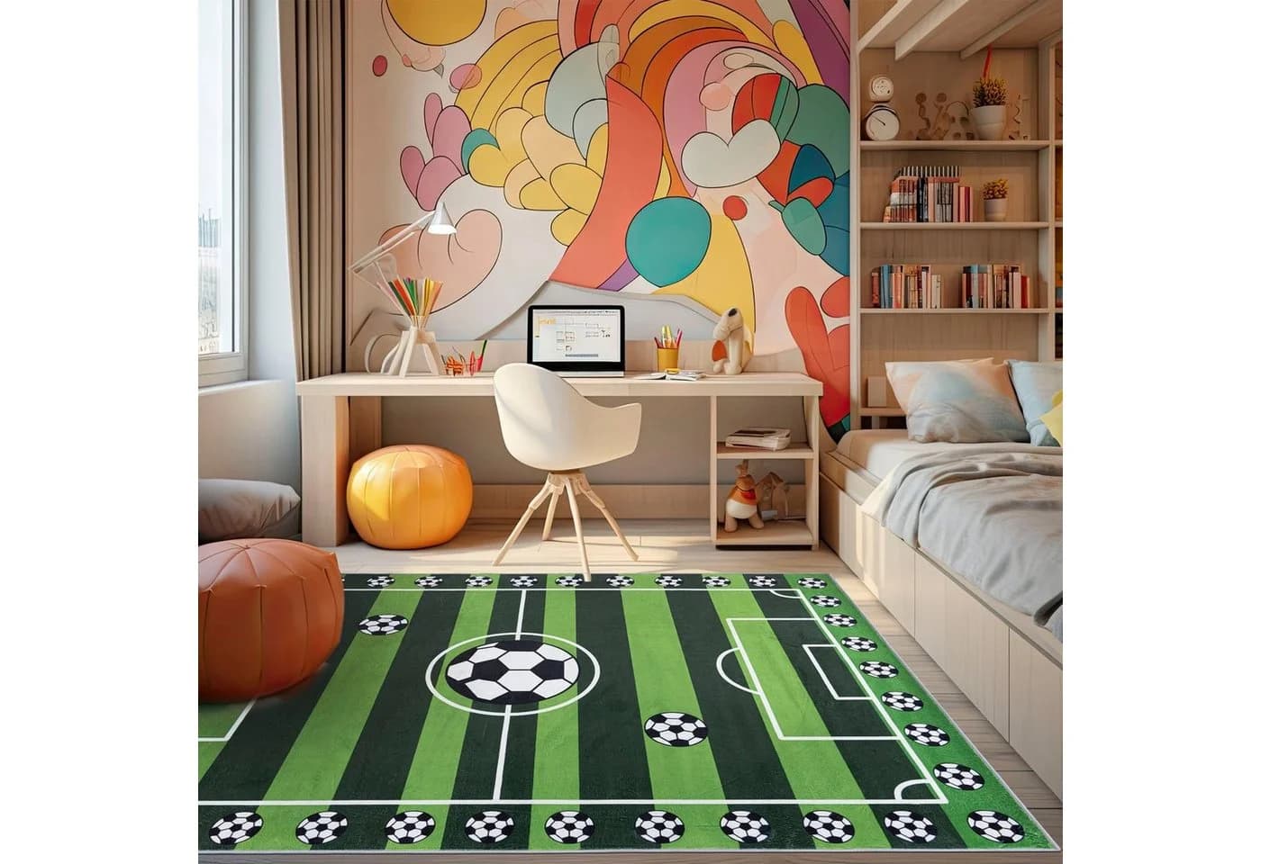 Mazovia Kinderteppich Grün 80x150 cm Rutschfest