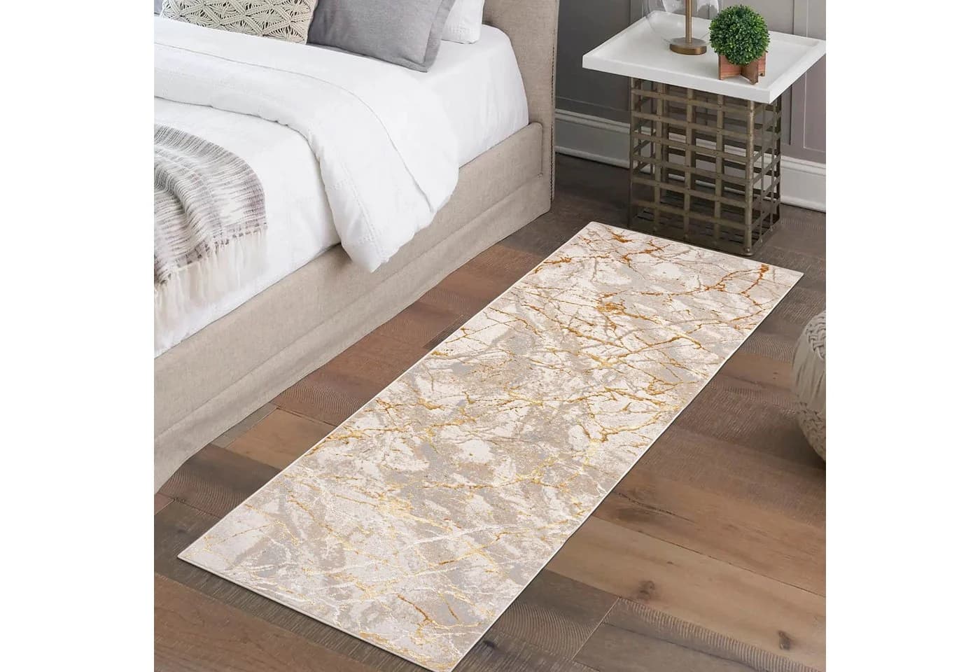 Mazovia Läufer Glamour Abstrakt Braun Grau 70x100 cm