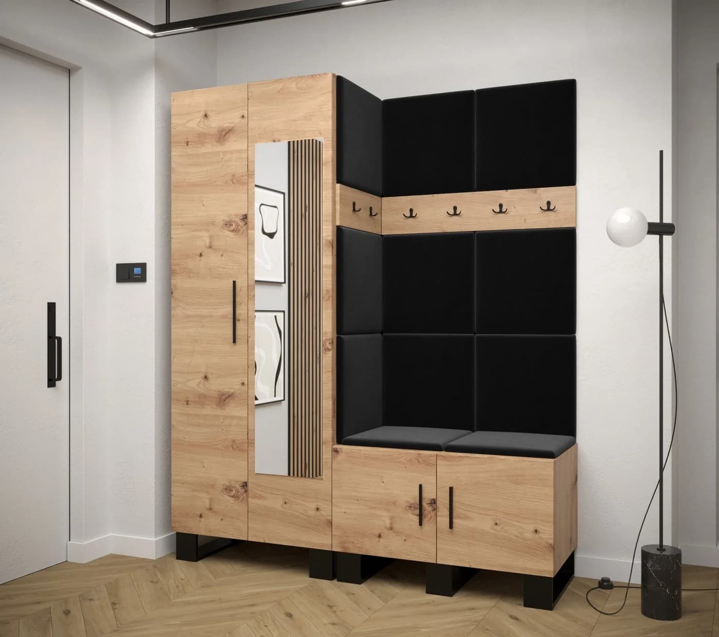 ABIKS MÖBEL Garderobe ARTIN mit gepolsterten Paneelen Industriell Design